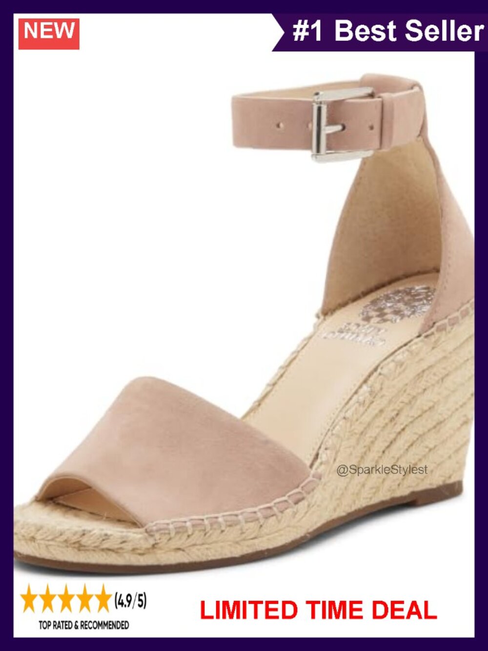 Leera Espadrille Wedge Sandal Suede Ankle Strap Buckle Open Toe